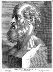 HIPPOCRATES {460?-377 B.C.} Engraving: bust of Hippocrates; by Paul Pontius after P.P. Rubens 'ex marmore antique', 1638 ; Science Museum Group's Creative Commons Policy  